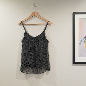 Scroll print overlay tank top blk/grey